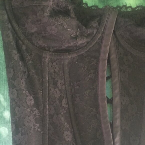 Lace up Black Lace Corset Top adjustable straps SHEIN Medium Gothcore Fairycore - Picture 6 of 9